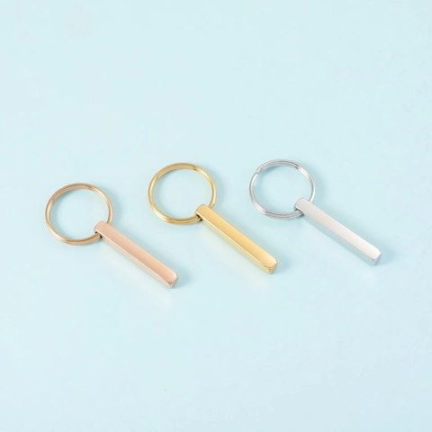 Schlüsselanhänger Aus 304 Edelstahl Stab Spiegelpoliert Minimalistisch Geometrie Schlüsselring Anhänger Zubehör