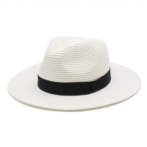 Chapeau Fedora En Paille Unisexe À Bord Large Protection Solaire Style Panama Respirant Été Plage Voyage Jazz Pour Hommes Femmes