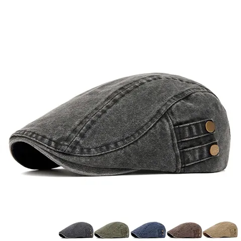 Retro Washed Cotton Ivy Cap Vintage Distressed Flat Hat Für Herren Und Damen Verstellbare Gatsby Mütze