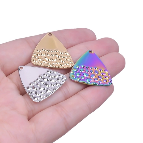 Colgante Triangular Acero Inoxidable Chapado En Oro 18K Textura Martillada DIY Creación Joyas Accesorio Pulido Espejo Para Collar