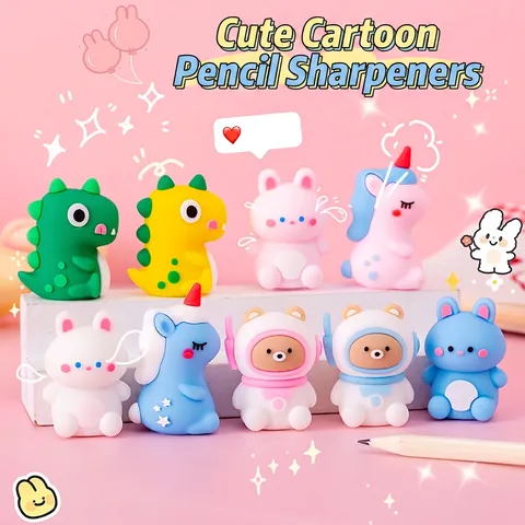 Süßer Cartoon Silikon Bleistiftspitzer Tragbares Mini Tierdesign Manueller Bleistiftschneider Mit Radiergummi Schulbedarf