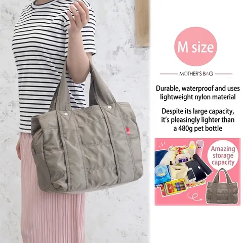 Bolso Cambiador De Nylon Acolchado Gran Capacidad Multi-Compartimento Bolso De Mano Para Mujer Viaje