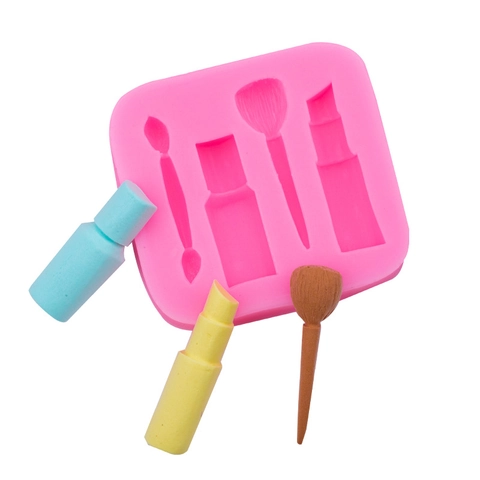 Stampo In Silicone Per Rossetto E Pennello Da Trucco Fondant Cioccolato Argilla Decorazione Torte DIY Flessibile