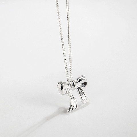 Schleife Anhänger Halskette 925 Sterling Silber 18K Vergoldet Schlüsselbein Kette Eleganter Schmuck Für Damen