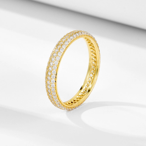 925 Sterling Silver Eternity Ring Micro Pave Cubic Zirconia Multi Row Stackable Wedding Band Fashion Jewelry Women