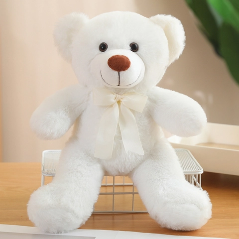 Weiches Teddybär Plüschtier Kuscheltier Mit Bandschleife Dekorative Süße Puppe Für Kinder Geschenk PP Baumwolle
