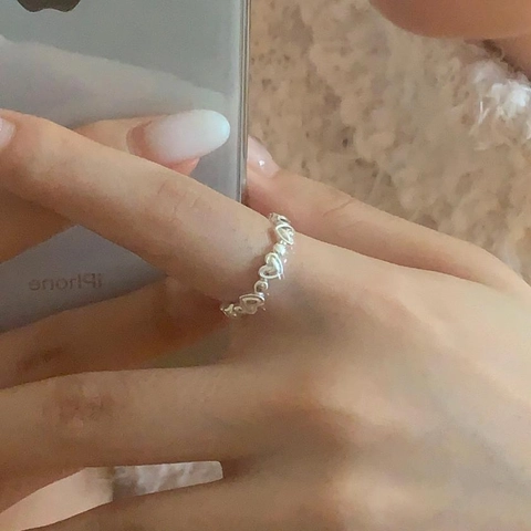 Anillo De Corazón De Plata De Ley 925 Diseño De Corazón Hueco Banda Ajustable Joyería Minimalista Para Mujer