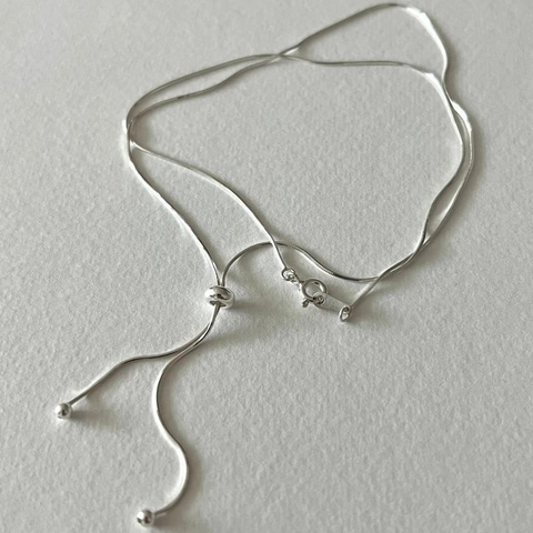 925 Sterling Silber Y Halskette Für Damen Minimalistische Verstellbare Schieber Schlangenkette Eleganter Schmuck