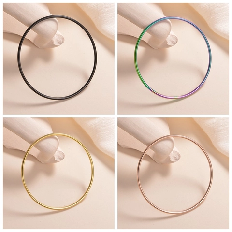 Minimalistischer Edelstahl Armreif Für Frauen Dünner Draht Hochglanzpoliert Glatt Modeschmuck Geschenk