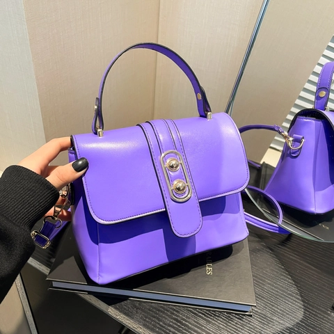 Borsa A Mano Da Donna In Pelle PU Piccola Borsa A Tracolla Quadrata Fibbia Dorata Manico Moda Versatile