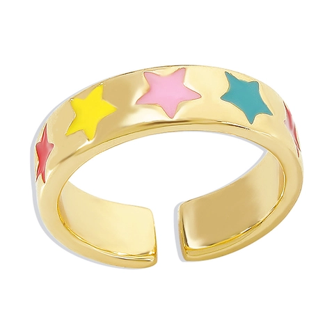 Copper Zircon Adjustable Ring For Women With MAMA MOM Heart Star Flower Colorful Enamel Micro Set Personalized Jewelry