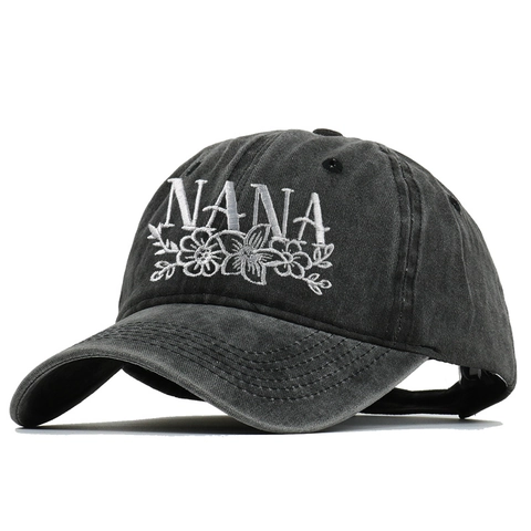 Casquette De Baseball En Coton Lavé Broderie Nana Vintage Ajustable Protection Solaire Chapeau Sport Femmes