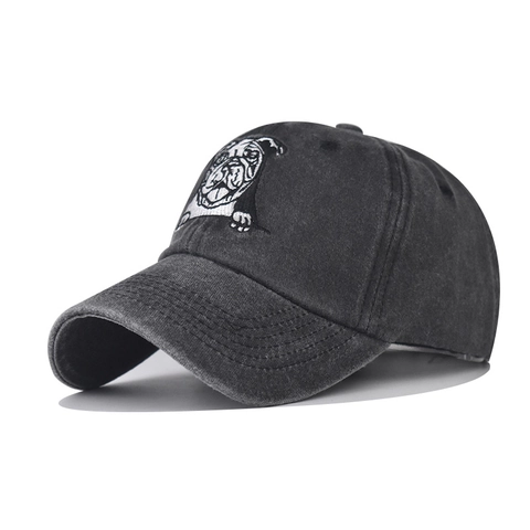 Baseball Cap Washed Cotton Vintage Distressed Animal Dog Cat Embroidery Adjustable Retro Dad Hat Casual Unisex Sunshade