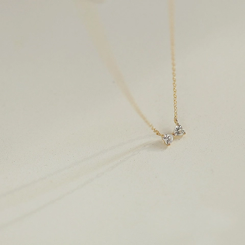925 Sterling Silver Heart Bowknot Pendant Necklace For Women 14K Gold Plated Rhinestone Delicate Adjustable Choker Jewelry Gift