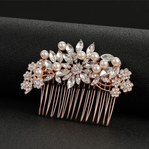 Peine De Cabello Para Novia Con Perlas Artificiales Artificiales Y Diamantes De Imitación Elegante Tocado De Boda De Aleación