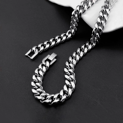 Cuban Link Kette Armband Halskette Edelstahl Poliert Geometrisch Hip Hop Mode Schmuck Für Männer