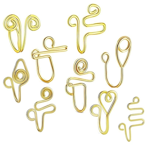 Stainless Steel Faux Nose Ring Non Pierced U Shaped Nose Cuff Spiral Wave Heart Geometric Body Jewelry