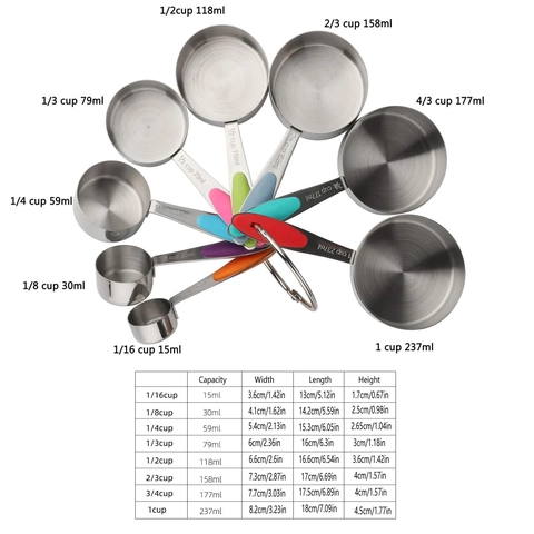 Stainless Steel Measuring Cups And Spoons Set With Engraved Scale Silicone Handle Magnetic Dual Sided Baking Tools For Coffee Kitchen Measuring