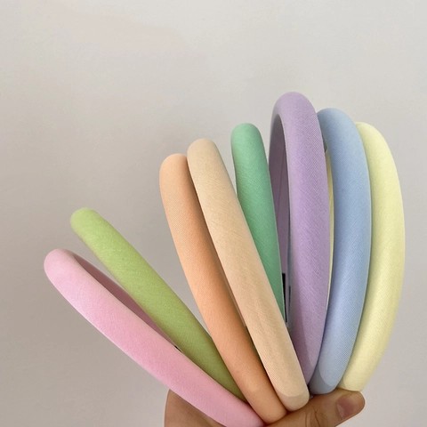 Sponge Padded Fabric Headband High Top Macaron Colors Sweet Korean Fashion Hair Hoop Handmade For Women Girls Everyday
