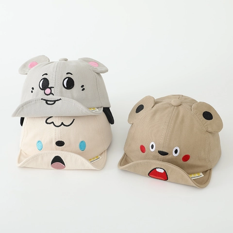 Baby Baseball Cap Soft Brim Cartoon Animal Embroidery Breathable Sun Hat Cotton Blend For Toddlers