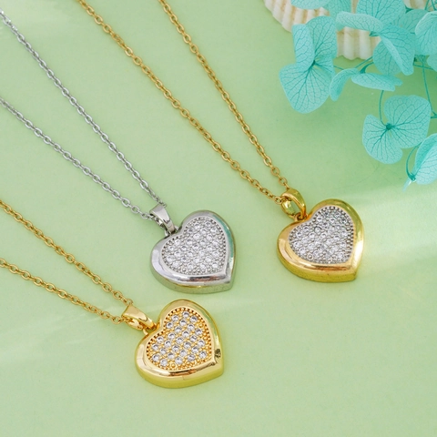 Collana con Ciondolo a Cuore in Rame Con Strass Elegante Gioielli di Lusso Leggeri Catena a Cuore per Donna