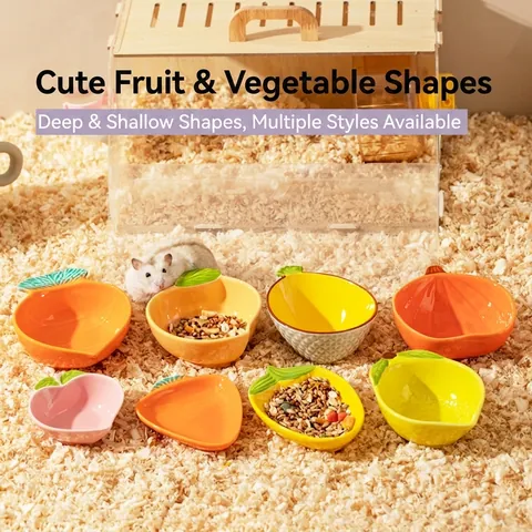 Ceramic Hamster Food Bowl Fruit Vegetable Shaped Small Pet Feeding Dish For Guinea Pig Easy Clean Smooth Glaze Decorative