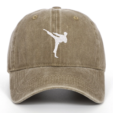 Washed Cotton Baseball Cap Kung Fu Kampfsport Stickerei Distressed Verstellbare Dad Hat Für Herren Damen