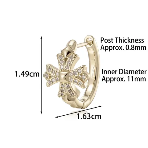 Vintage Cross Hoop Earrings Zirconia Inlaid Copper Piercing Ear Bone Jewelry For Men Women