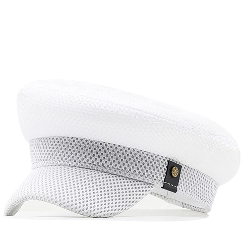 Ademende Mesh Newsboy Pet Platte Bovenkant Marine Stijl Zomer Zonnehoed Verstelbaar Polyester Retro Schilderpet