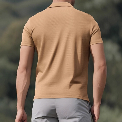 Men Polo Shirt Short Sleeve Mesh Breathable Lapel Pocket Casual Business Sport Fashion Tops Polyester Solid Color