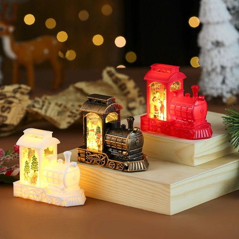Lanterna Trenino Di Natale LED Luce Notturna Retro Locomotiva In Plastica Decorazione Festa Festiva Regalo