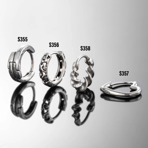 Vintage Titanium Stalen Huggie Hoop Oorbellen Hartvormig Twist Patroon Opengewerkt Punk Sieraden Voor Mannen Vrouwen