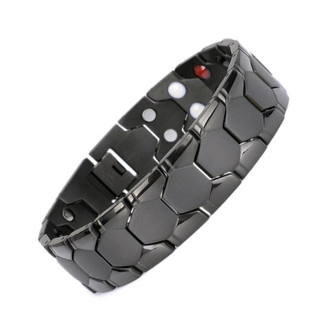 Bracciale Per Magnetoterapia In Acciaio Inossidabile Energia Salute Esagonale Nido D'ape Gioielli Di Moda Per Uomini