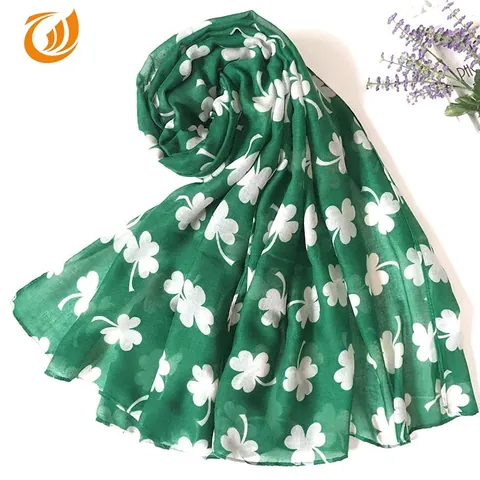 Sciarpa del Giorno di San Patrizio per Donna Leggero Foulard in Voile con Stampa di Trifoglio per Accessori per Feste Irlandesi