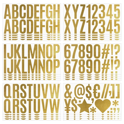 Gold Alphabet Number Stickers Vinyl Bronzing Self Adhesive Waterproof For Mailbox Car Window Cup DIY Decor