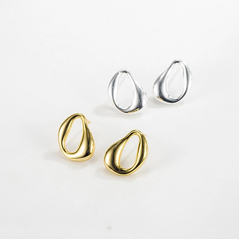 925 Sterling Silver Stud Earrings Geometric Irregular Twisted Hollow Teardrop Minimalist Elegant Jewelry For Women