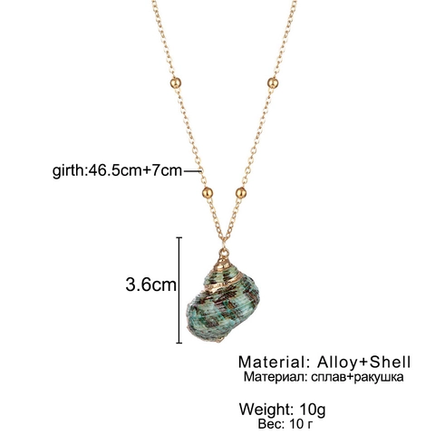 Bohemian Gold Plated Alloy Natural Shell Pendant Necklace For Women Beach Conch Sea Snail Pearl Shell Beads Chain Fashion Jewelry