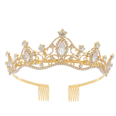 Alloy Rhinestone Crystal Bridal Tiara Crown Hairband With Combs For Wedding Birthday Party Accessories