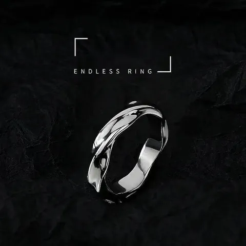 Minimalist Stainless Steel Mobius Loop Ring Polished Twisted Wavy Band For Men Women Trendy Jewelry Gift Simple Endless Ring