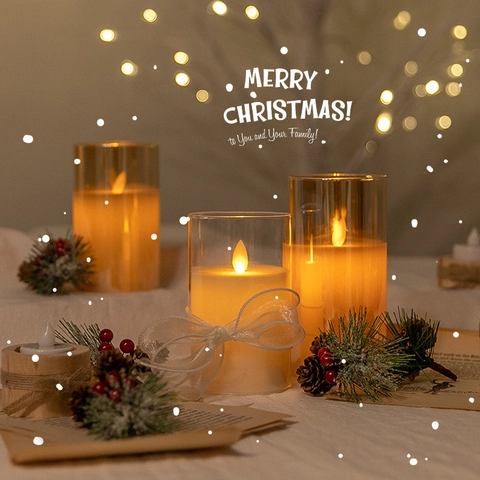 LED Flameless Candle Lights Glass Cup Warm Yellow Flickering Flame Christmas Home Wedding Party Desktop Decor