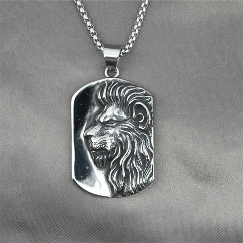 Herren Retro Dominante Löwe Adler Cobra Tier Anhänger Halskette Edelstahl Titan Stahl Tag Hip Hop Schmuck