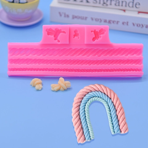 Twist Rope Silicone Mold Pink Fondant Cake Decorating Tool Baking DIY Chocolate Mousse Biscuit Clay Craft Knot Design