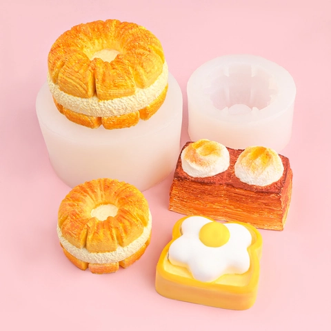 Silicone Mold Fried Egg Toast Ice Cream Bread Shape DIY Baking Cake Decorating Chocolate Candle Handmade Soap Resin Art