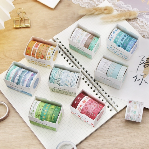 Washi Tape Decorative Paper Masking Tapes For Scrapbooking Journaling DIY Arts Crafts Geometric Mori Morandi Colors