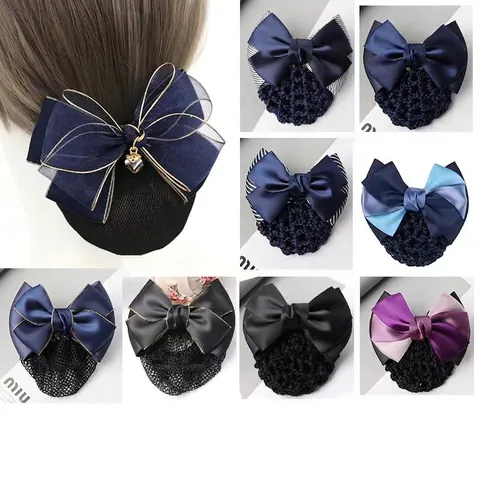 Professionele Haarnet Met Strik Haarklem Satijn Knot Cover Elegant Voor Kantoor Verpleegster Stewardess