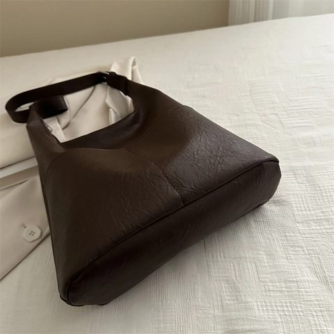 Borsa Tote In Pelle PU Grande Capacità Donna Borsa A Tracolla Minimalista Streetwear Pendolare Cerniera