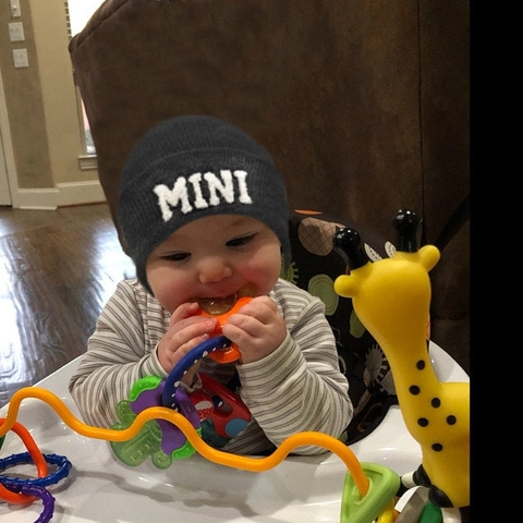 Kids Knitted Beanie Hat Acrylic Solid Color Warm Winter Outdoor MINI Letter Embroidery For Boys Girls