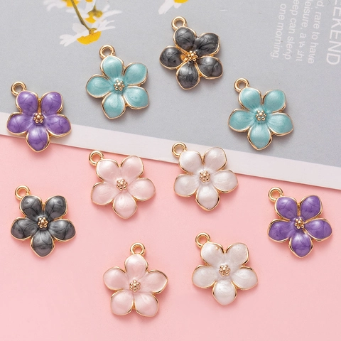 Ciondoli A Fiore Di Ciliegio In Lega Smalto Charms Per Creazione Di Gioielli Fai Da Te Accessori Centro In Strass Sakura