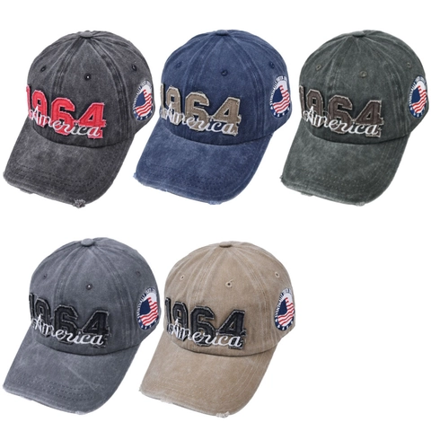 Vintage Gewaschene Baumwolle Baseballkappe 1964 Amerika Stickerei Distressed Retro Style Sonnenhut Outdoor Herren Damen
