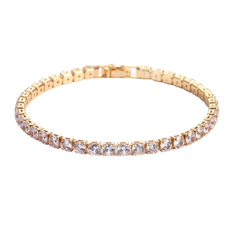 Bracciale Tennis Hip Hop Rame Zirconia Catena Iced Out Gioielli Uomini Donne Lucido Colorato